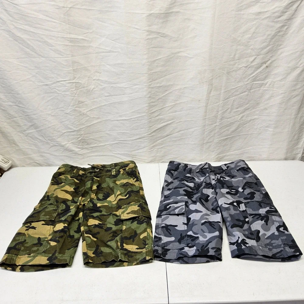 The Children's Place Cargo Shorts Kids‎ Size 10 Green Gray Camo 2-Pack Utility